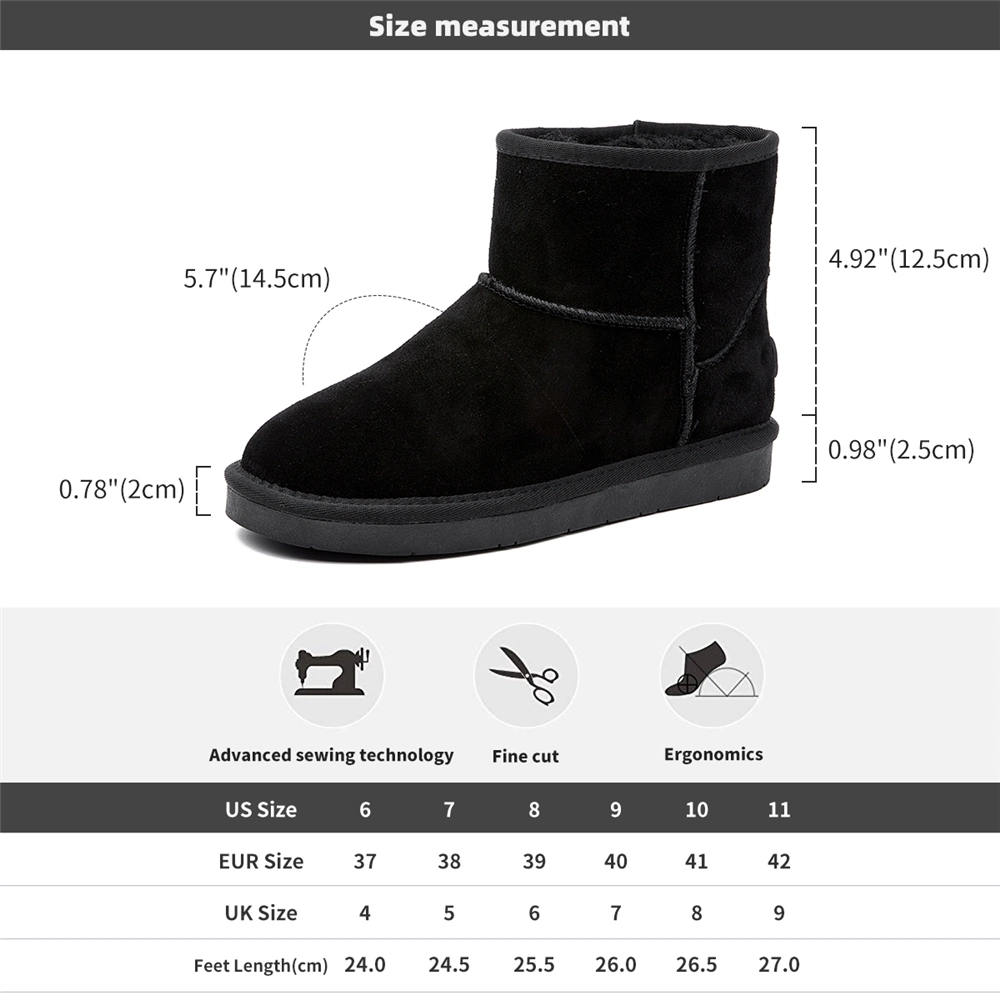 Wholesales Warm Snow OEM Custom Ankle Snow Leather Boots Furry Boots for Women Women′ S Fur