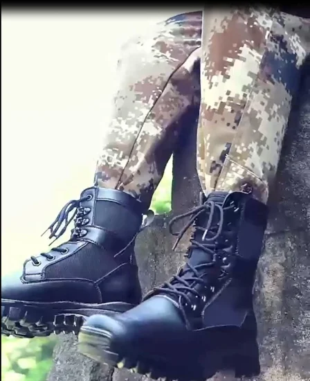 중국 Xinxing 육군 남자 신발 블랙 가죽 PU 주입 군사 경찰 전술 주입 부츠